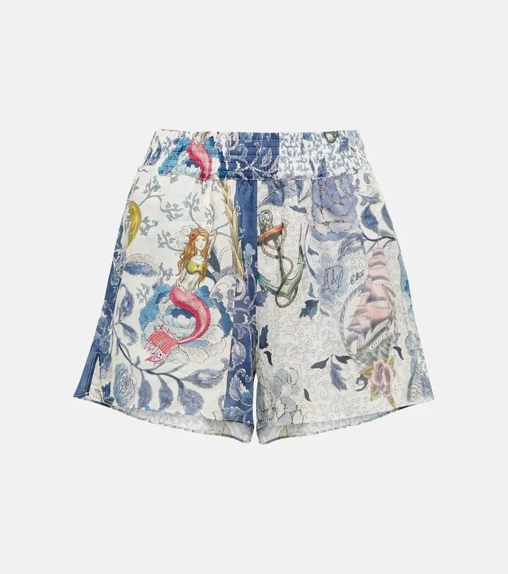 Floral ramie shorts