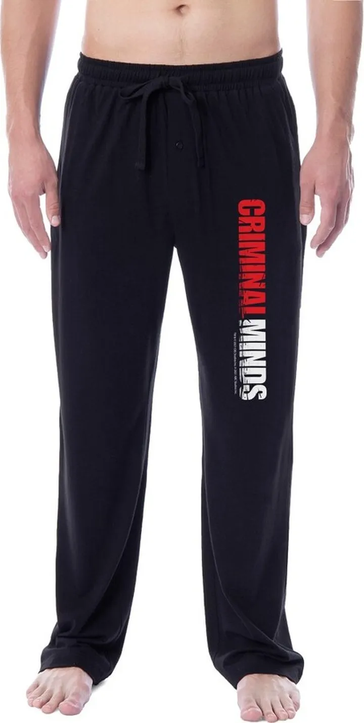 Criminal Minds Mens' TV Show Logo Title Sleep Pajama Pants Loungewear (X-Large) Black