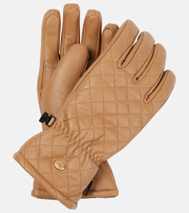 Nishi quilted leather ski gloves