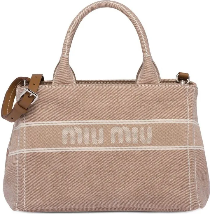 Denim Jacquard Logo Handbag