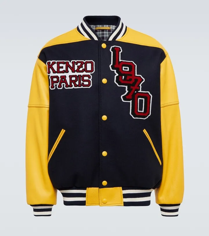 Tiger Varsity leather-paneled varsity jacket