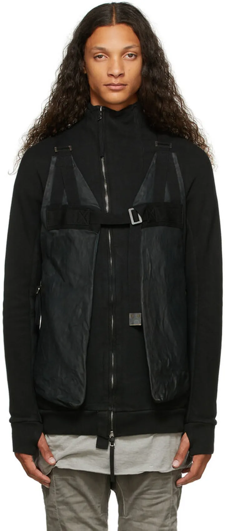 Boris Bidjan Saberi Black Leather Bag Vest