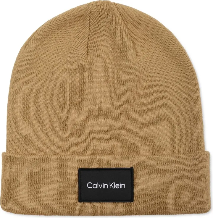 Calvin Klein Men's Woven Logo Patch Beanie