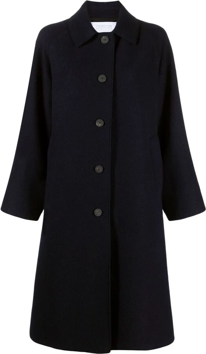 Balmacaan boiled-wool coat