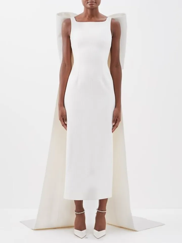 Charlotte Bow-appliqué Cloqué-crepe Dress