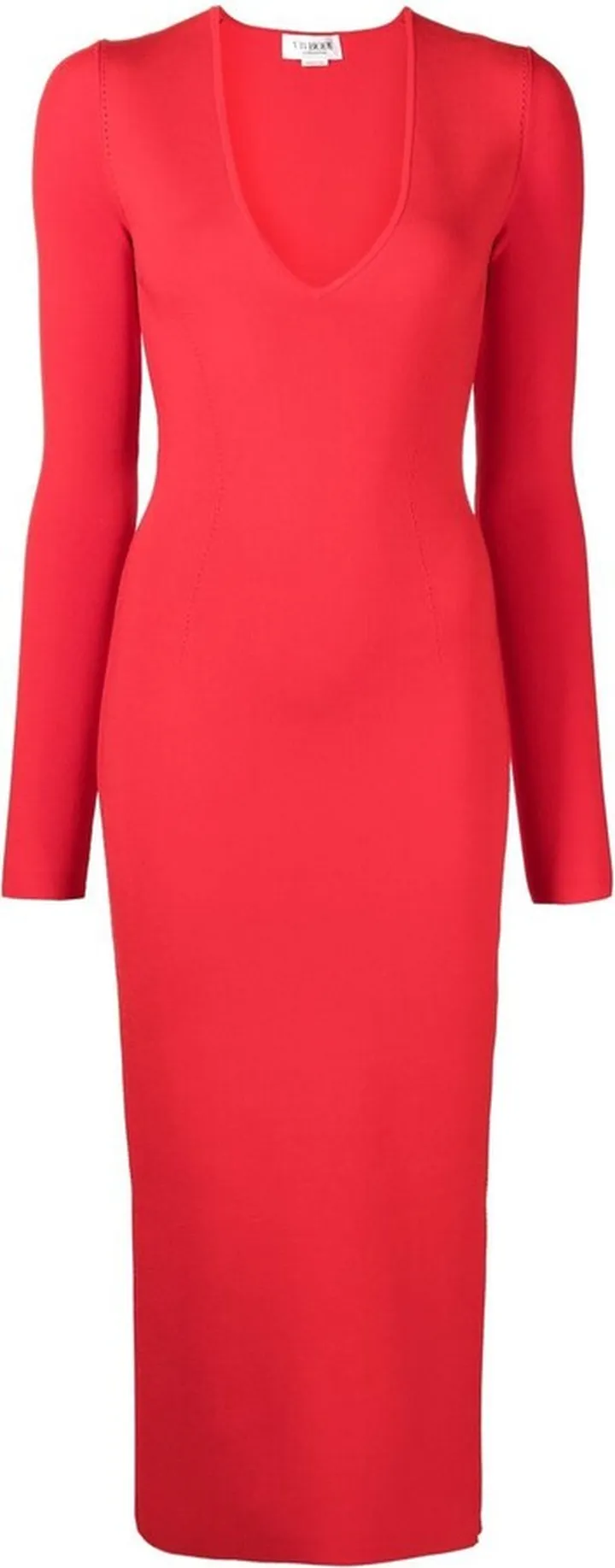 deep V-neck midi-dress