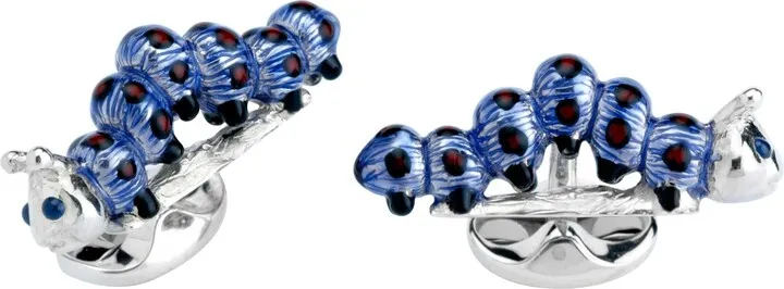 Deakin & Francis - Deakin & Francis Sterling Silver Purple Caterpillar Cufflinks