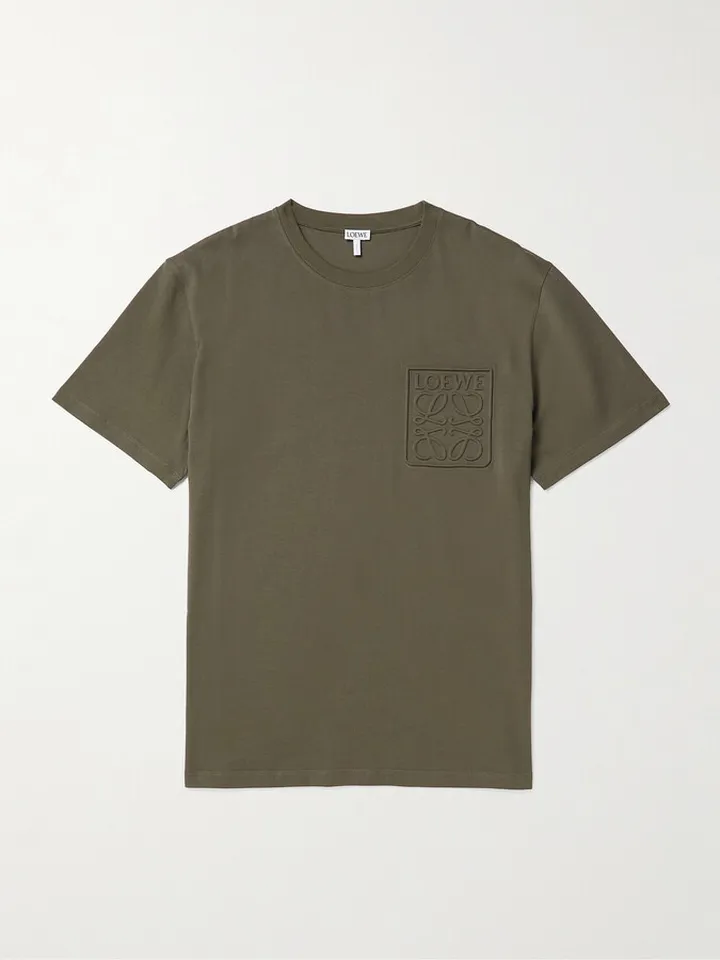 Anagram Debossed Cotton-Jersey T-Shirt