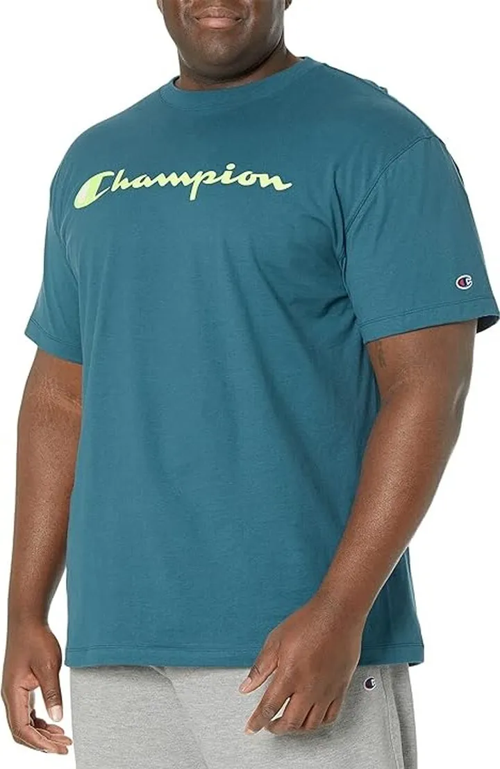 Champion Big Tall Classic Graphic Tee (Nifty Turquoise) Men's Clothing