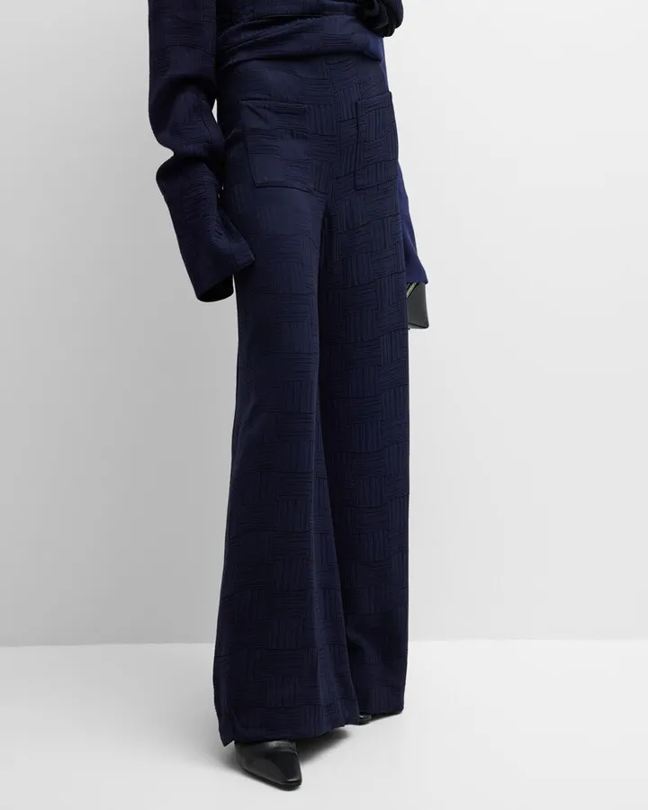 Luc Basketweave jacquard Wide-Leg Pants