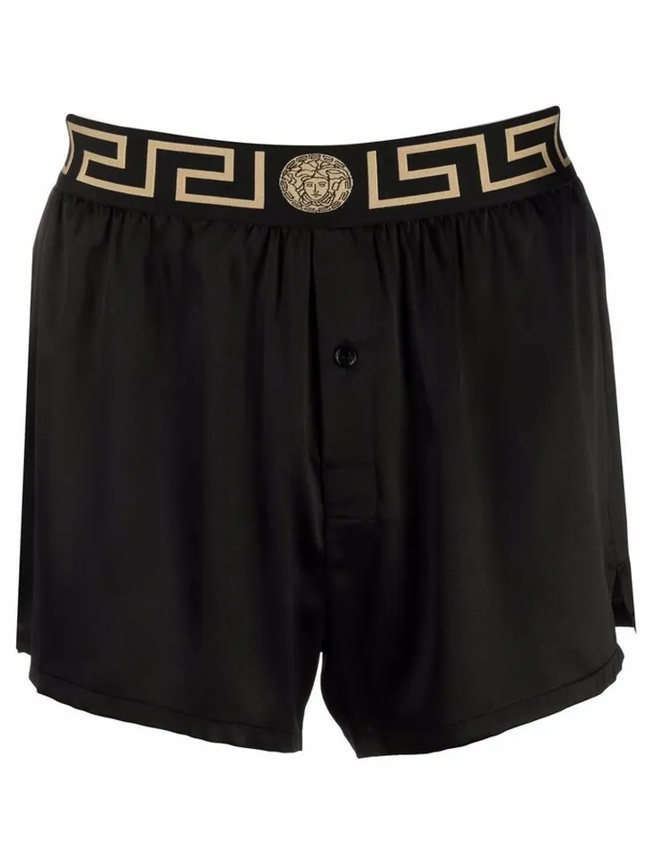 Greca border silk pajama shorts