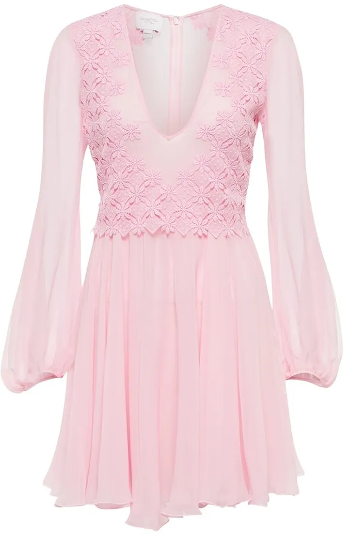 Embroidered silk minidress