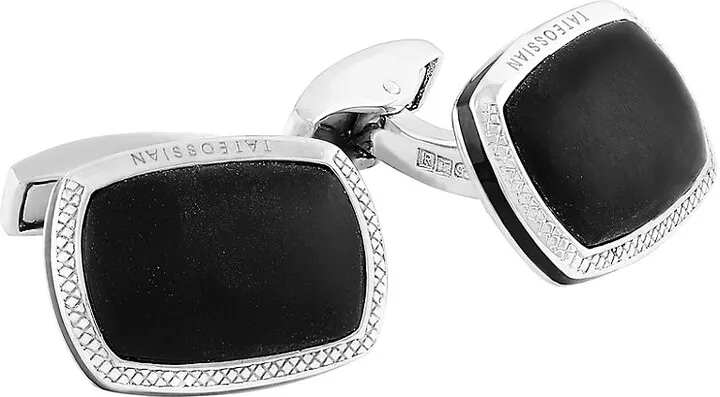 Signature Pillow Onyx & Sterling Silver Cushion Cufflinks