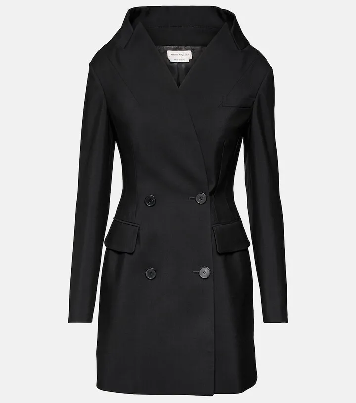 Double-breasted wool minidress