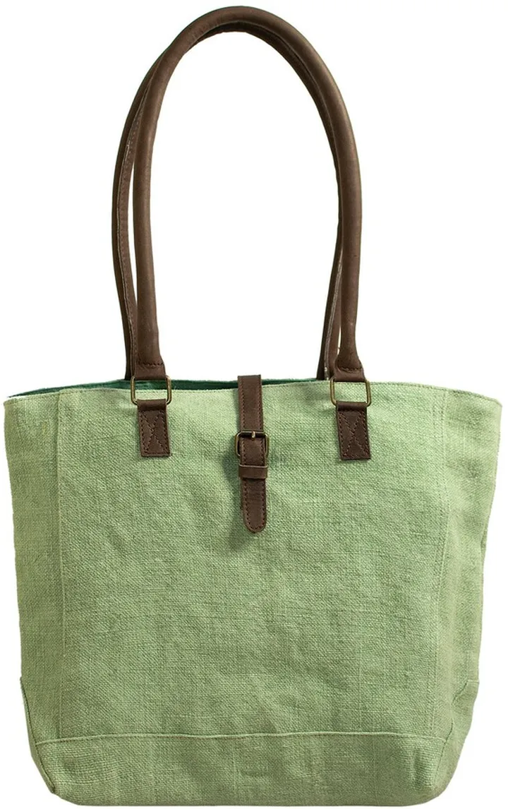 Sea Green Jute Tote Bag