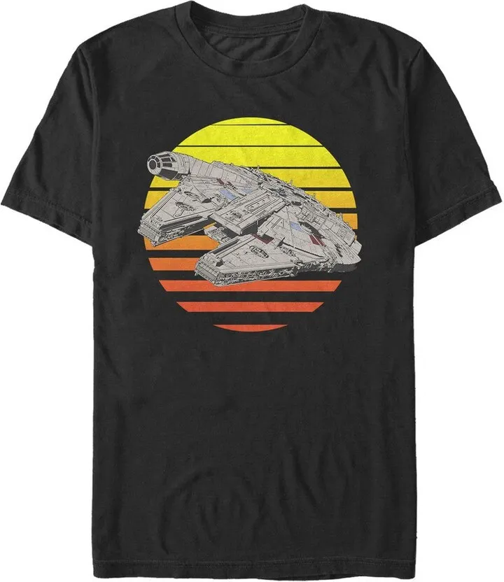 Men's Star Wars The Last Jedi Millennium Falcon Sunset T-Shirt - Black - 2X Large