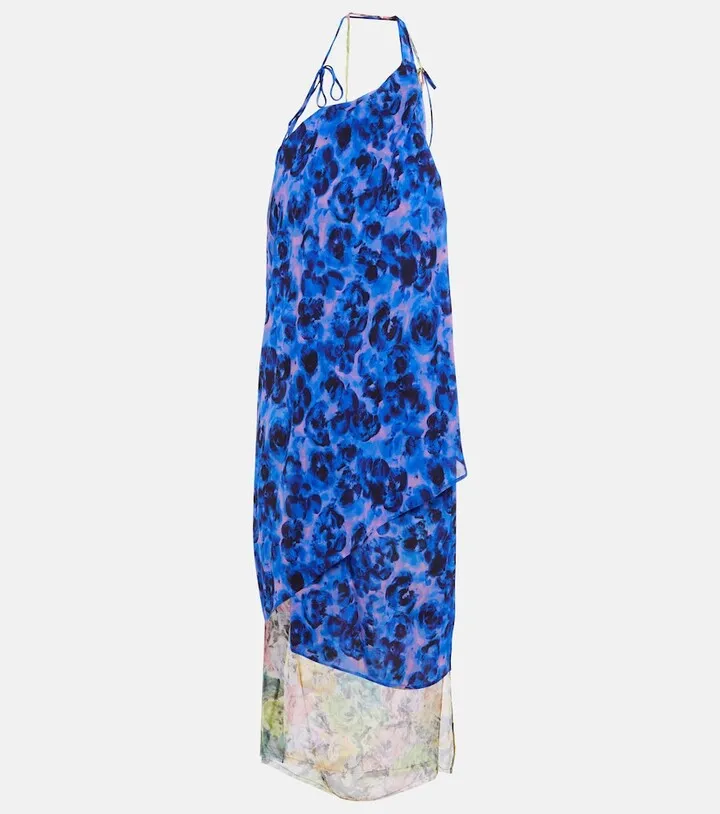 Floral one-shoulder midi dress
