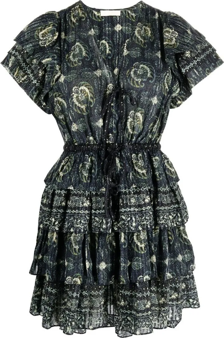 Graphic-Print Short-Sleeve Mini Dress