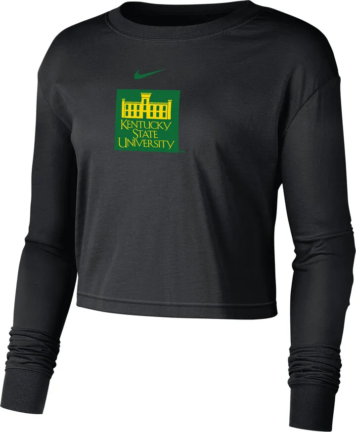 Nike Women's College (Kentucky State) Cropped Long-Sleeve T-Shirt in Black