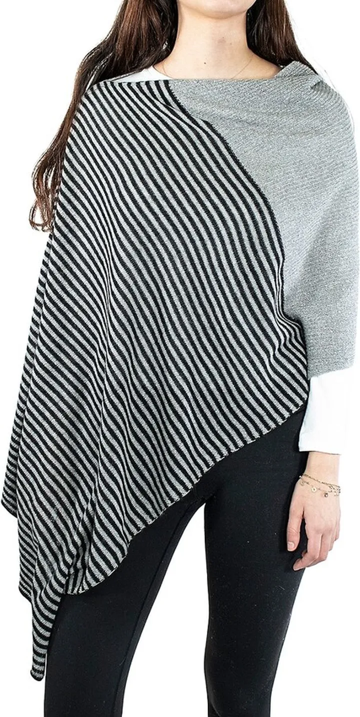 Cashmere Cowlneck Ribbed Poncho