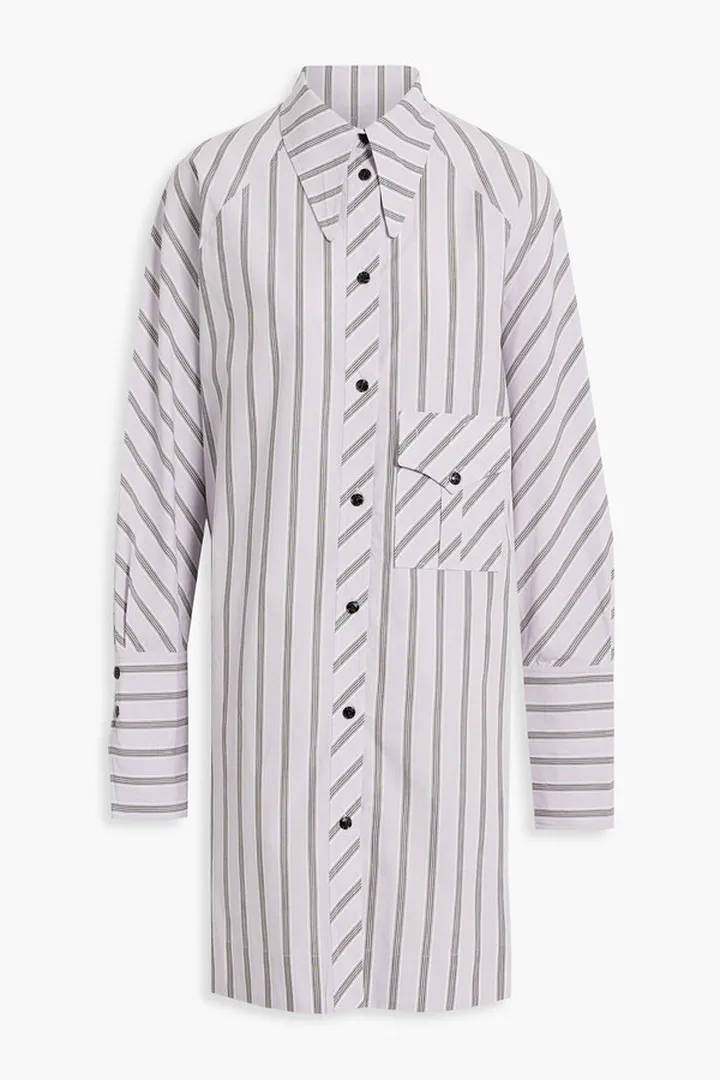 Striped organic cotton-poplin mini shirt dress