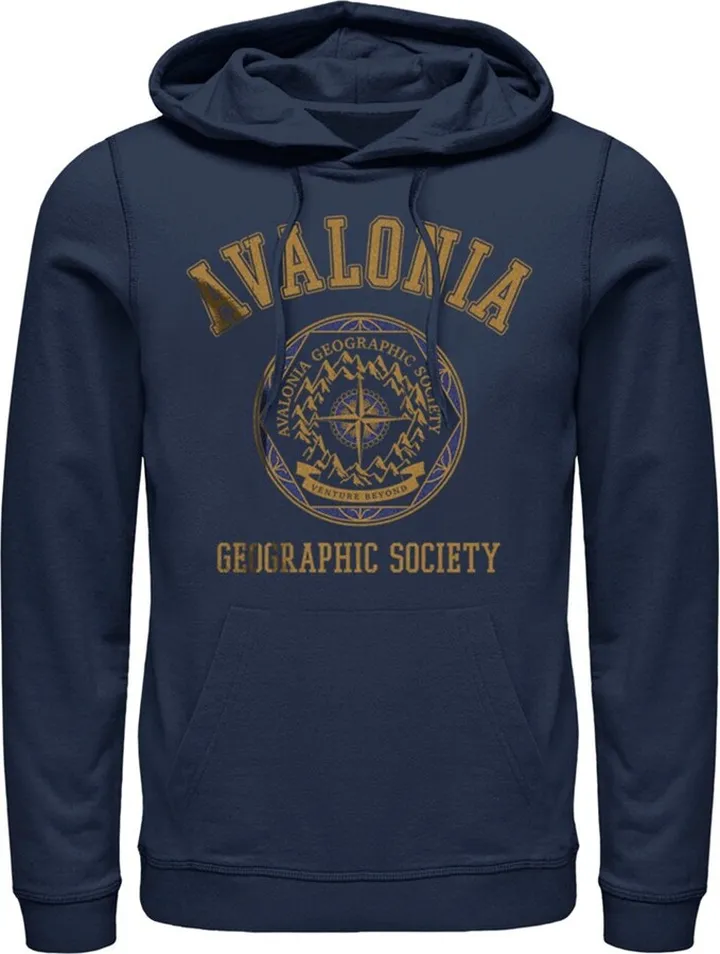 Men's Disney Strange World Avalonia Geographic Society Pull Over Hoodie - Navy Blue - Small