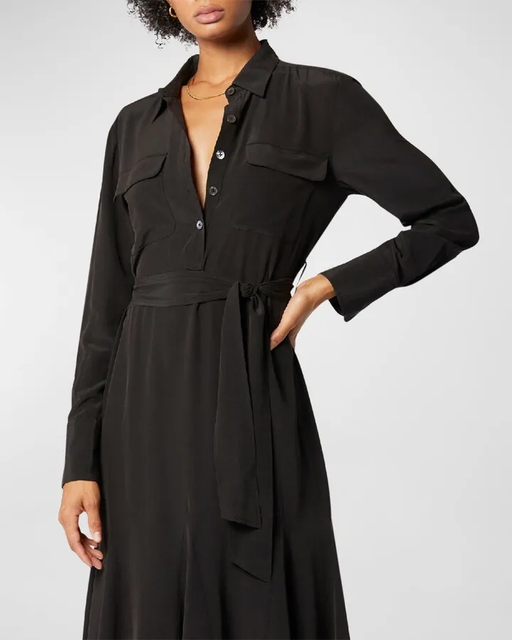 Lenora Godet Silk Shirtdress