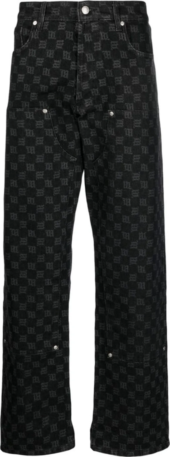 Monogram-Print Straight-Leg Trousers