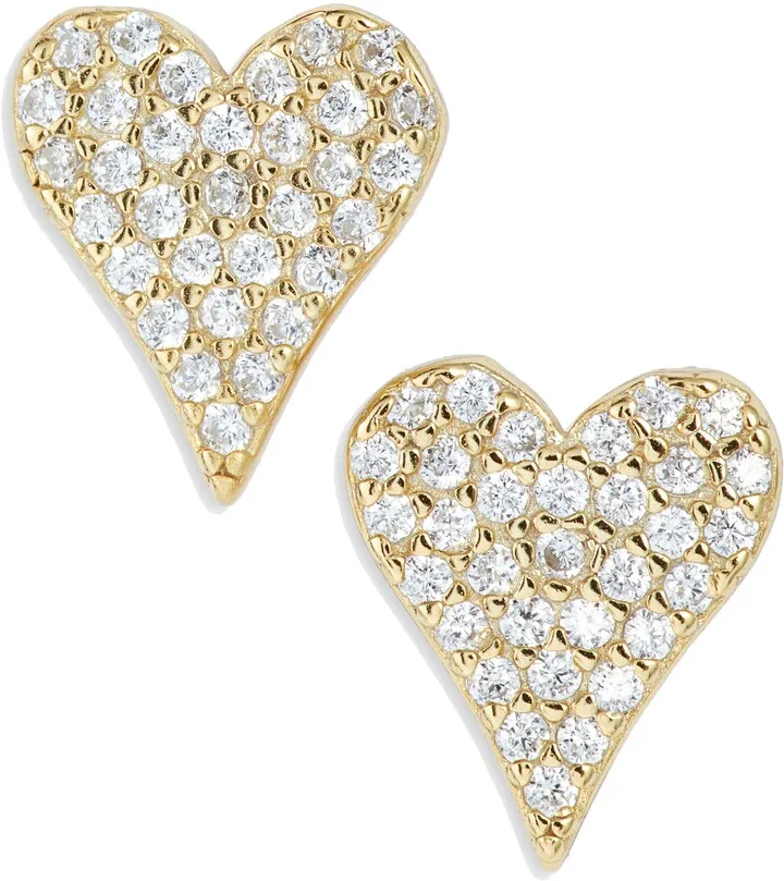 Pavé Heart Stud Earrings