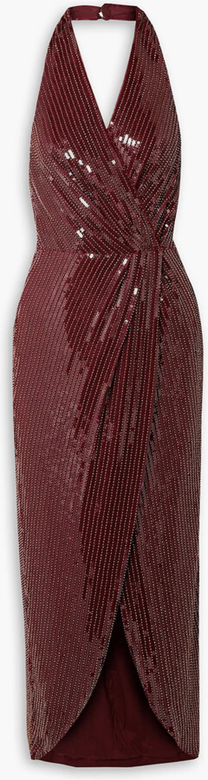 Aurora open-back embellished mesh halterneck midi dress