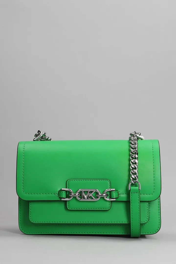 Heater Shoulder Bag In Green Leather