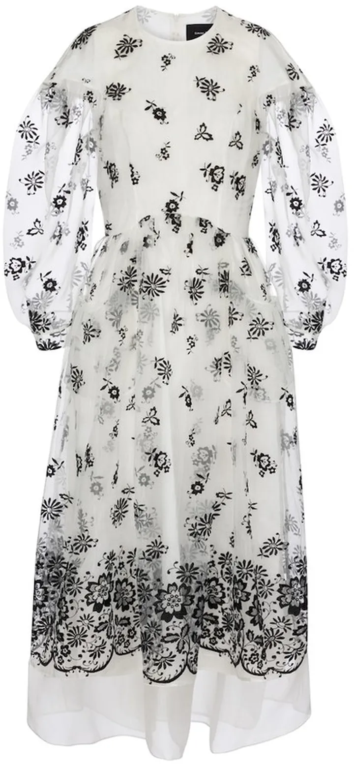 Embroidered organza midi dress