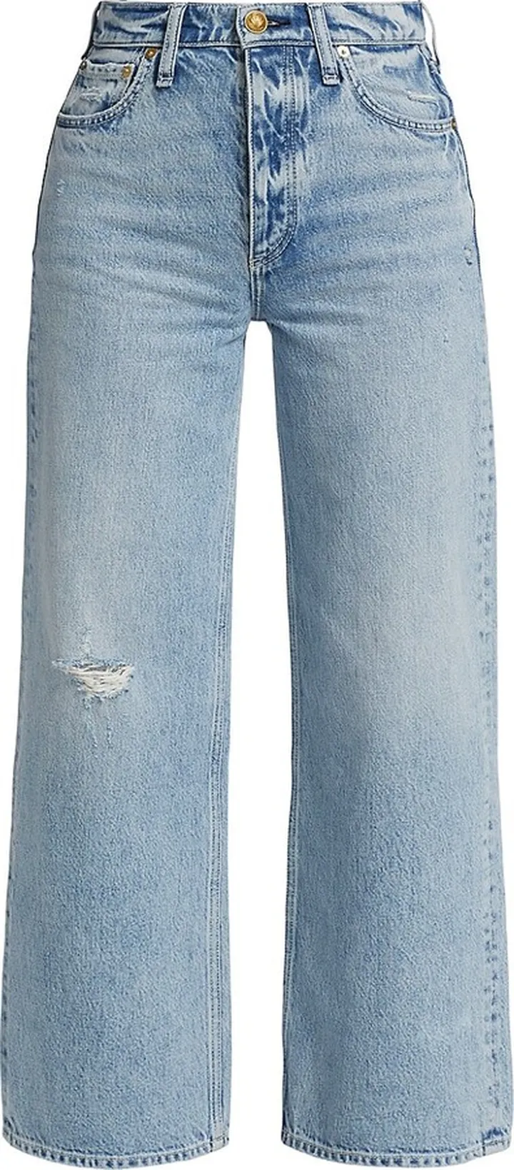 Andi Distressed High-Rise Wide-Leg Jeans