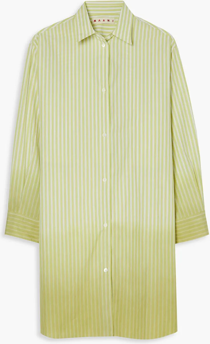 Oversized asymmetric striped dégradé cotton-poplin shirt
