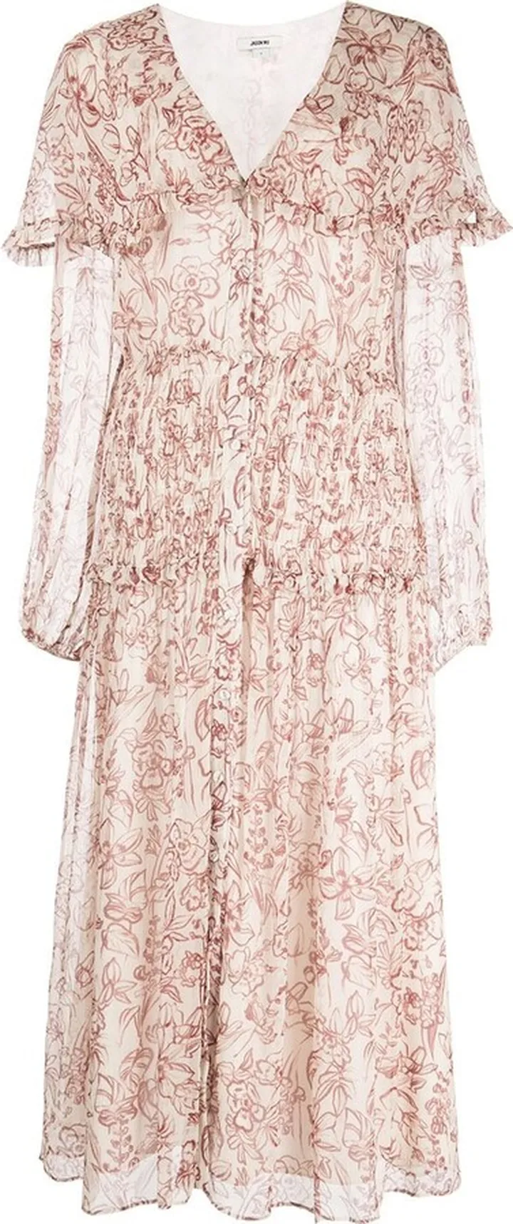 Smocking-Detail Cape Dress