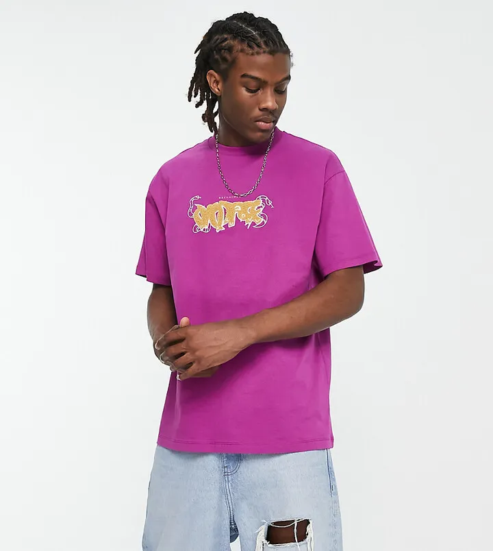 Reclaimed Vintage boucle graphic t-shirt in purple
