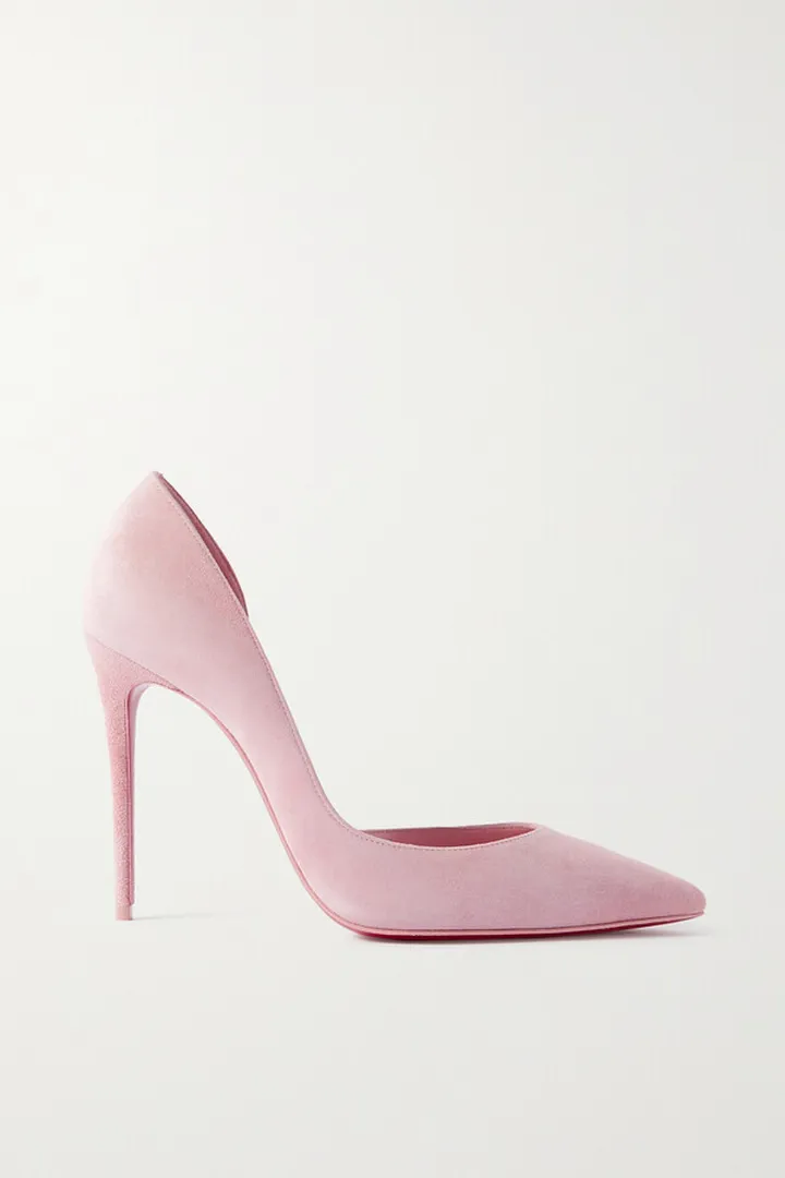 Christian Louboutin - Iriza 100 Suede Point-toe Pumps - Pink