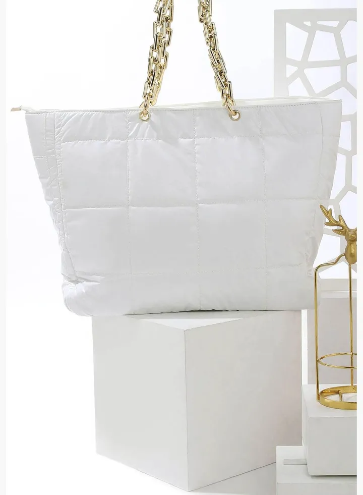Quilted Zip Lock Hand Bag with Chain Strap
