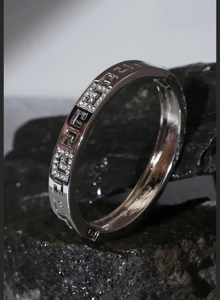 Silver Plated Designer Stone Party Wear Bracelet For Women