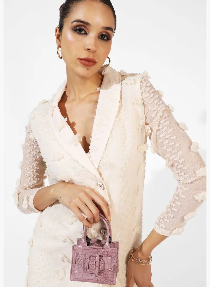 Solid Notched Lapel Collar Long Sleeve Dress Coat
