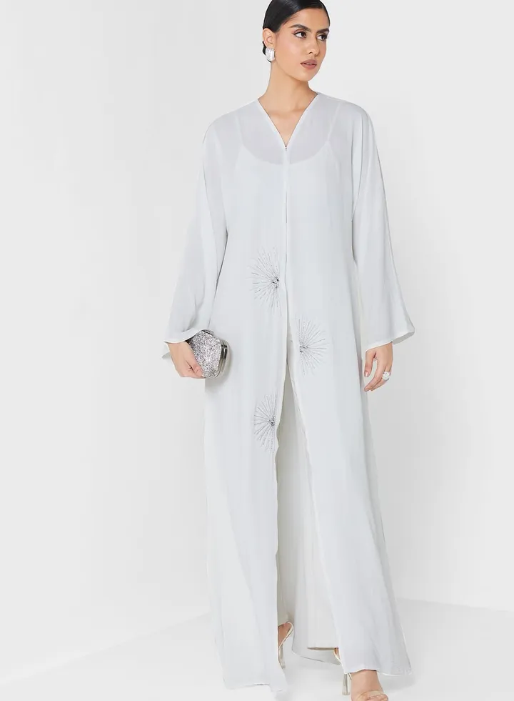 V-Neck Embellished Abaya