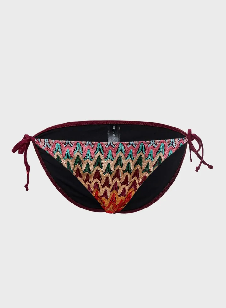 Side Tie Printed Bikini Bottom