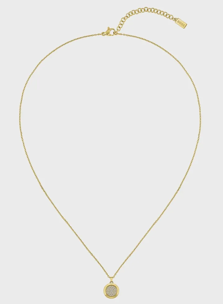 Ionic Gold Stainless Steel With Crystal Necklace