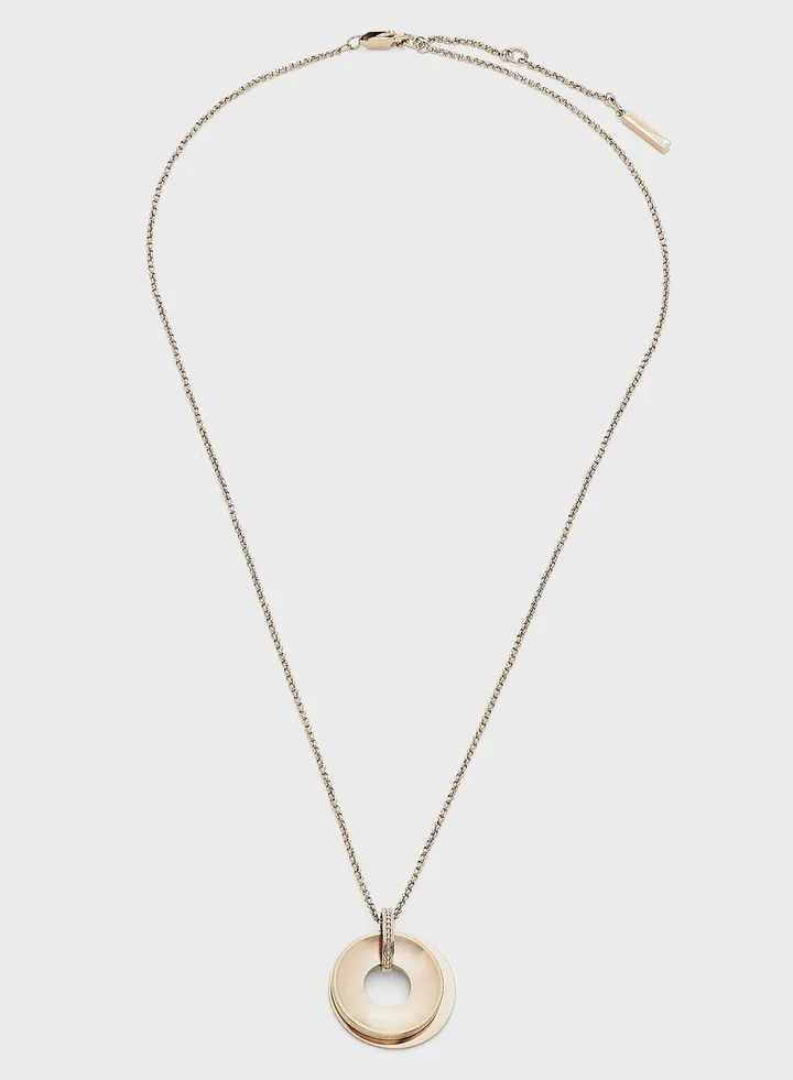 Ionic Plated Carnation Gold Steel With Crystal Necklace