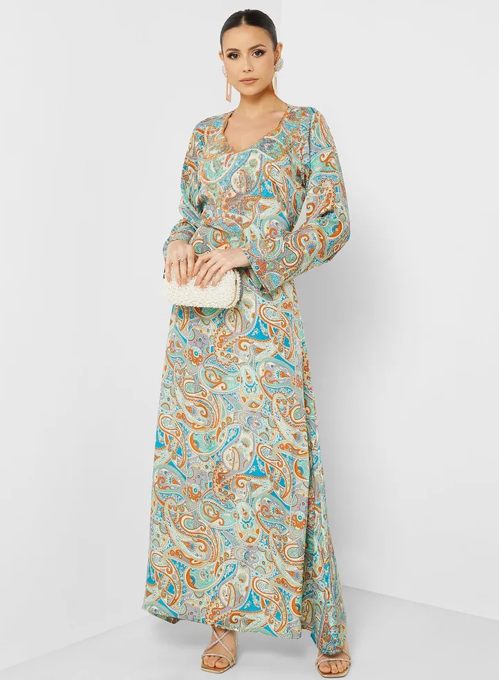 Printed Crew Neck Jalabiya