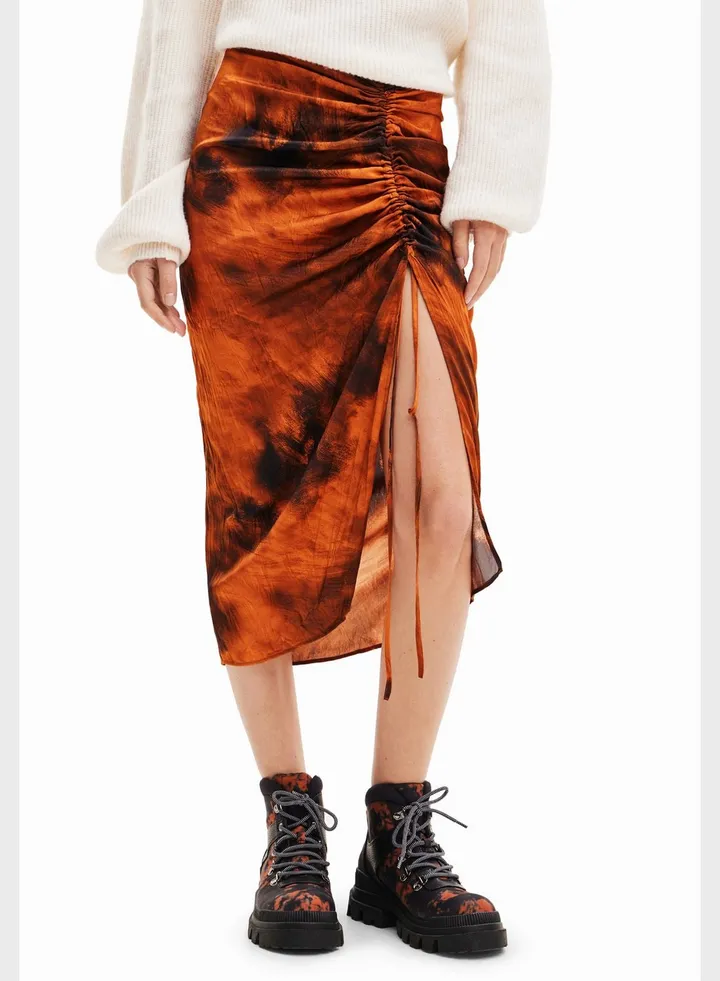 Ruched Tie Detail Skirt