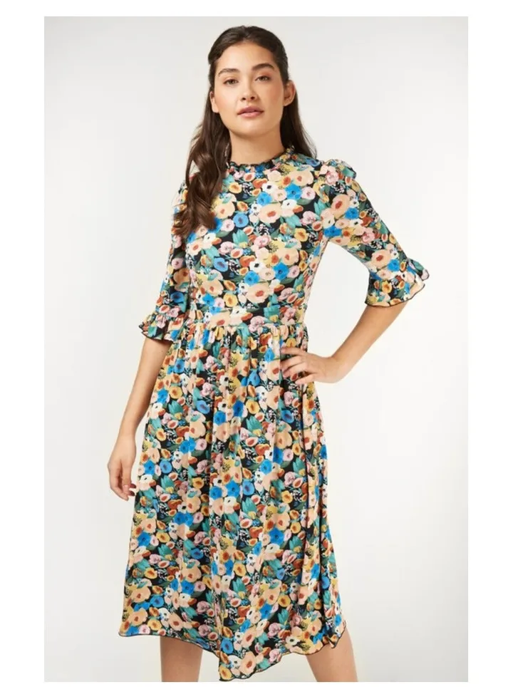 Printed Midi Dress-Little Mistress