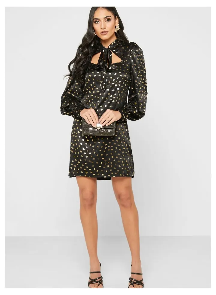 Little Mistress Gold Foil Midi Dress