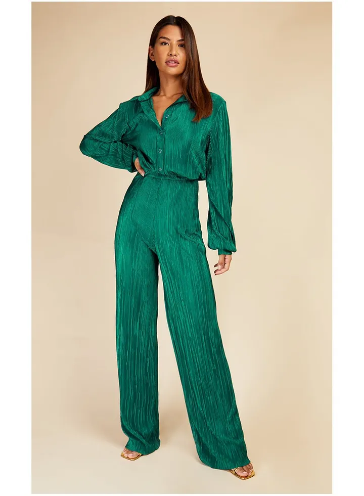 Little Mistress GREEN PLISSE TROUSERS