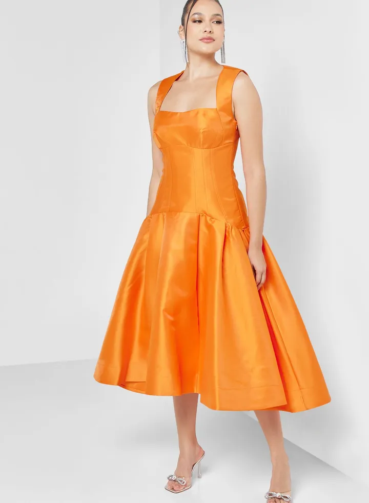 Square Neck Tiered Dress